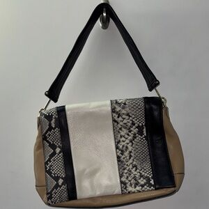 Vince Camuto Black, Cream, and Tan Shoulder Bag
